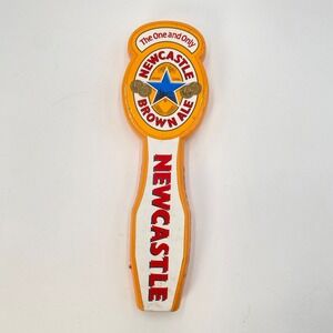 Newcastle Brown‎ Ale Beer Tap Handle Vintage Orange Wooden Pub Bar 10 Inch Logo